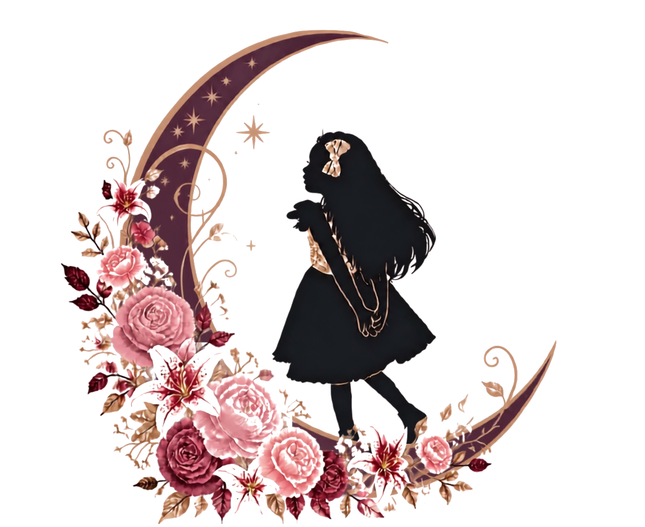 Moon Daughter Blooms floral crescent-moon logo